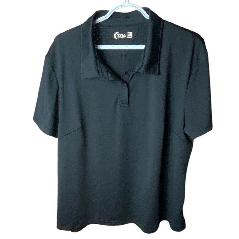 Zyia Active Womens Black Performance Polo Shirt Size 3XL